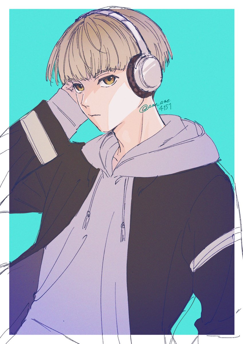 solo looking at viewer short hair simple background blonde hair long sleeves 1boy  illustration images