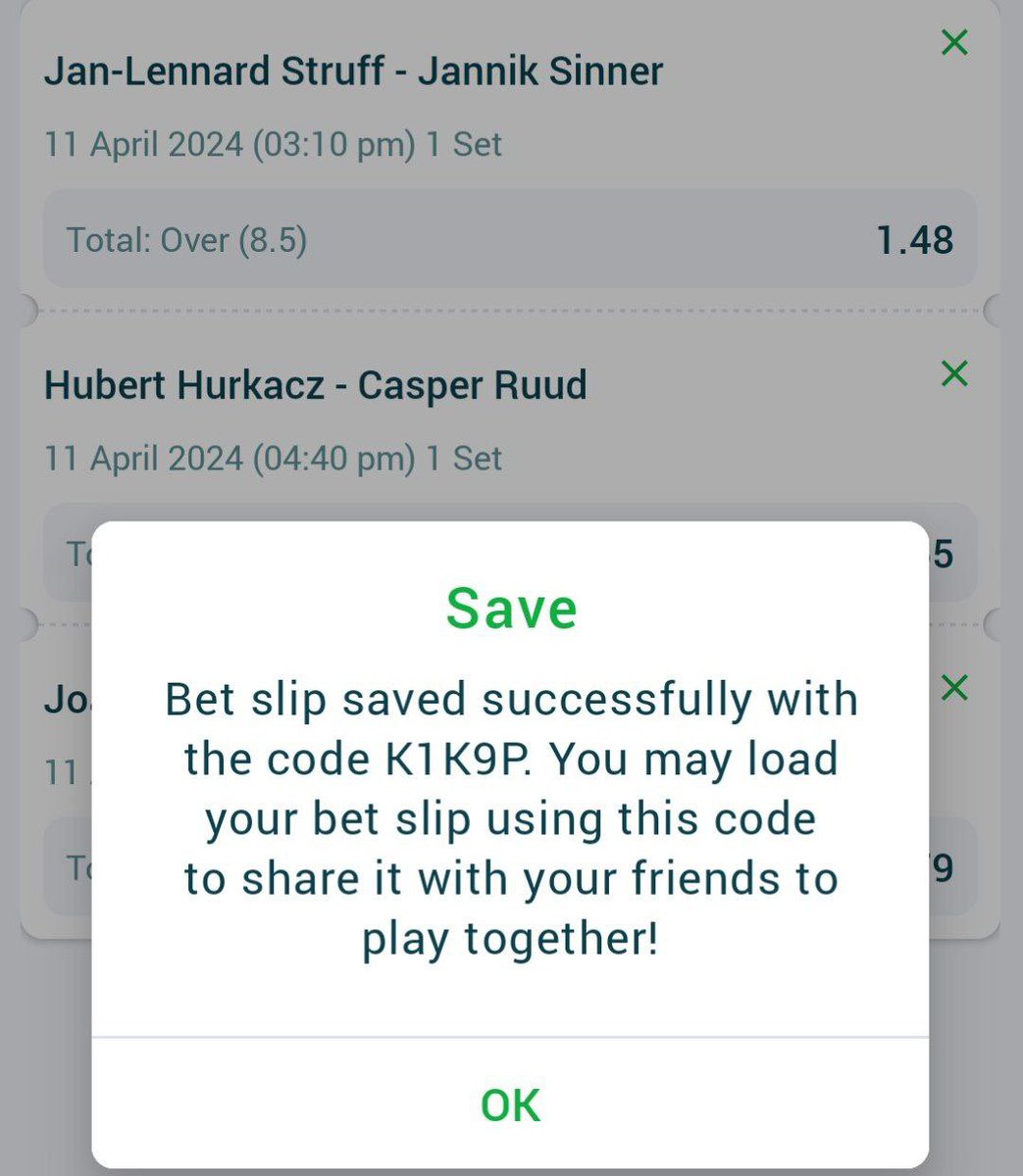 4 ODDS ON @22betNaija TENNIS 🎾🎾🎾🎾🎾 BOOKING CODE: K1K9P Not yet on 22Bet? 😳 Sign up here and get 100k bonus on your first deposit 🌍 cutt.ly/OwVMAtFC Promo code: PROMISEPUNTS Fund your account easily with palmpay 💡 Bet Responsibly 🔞