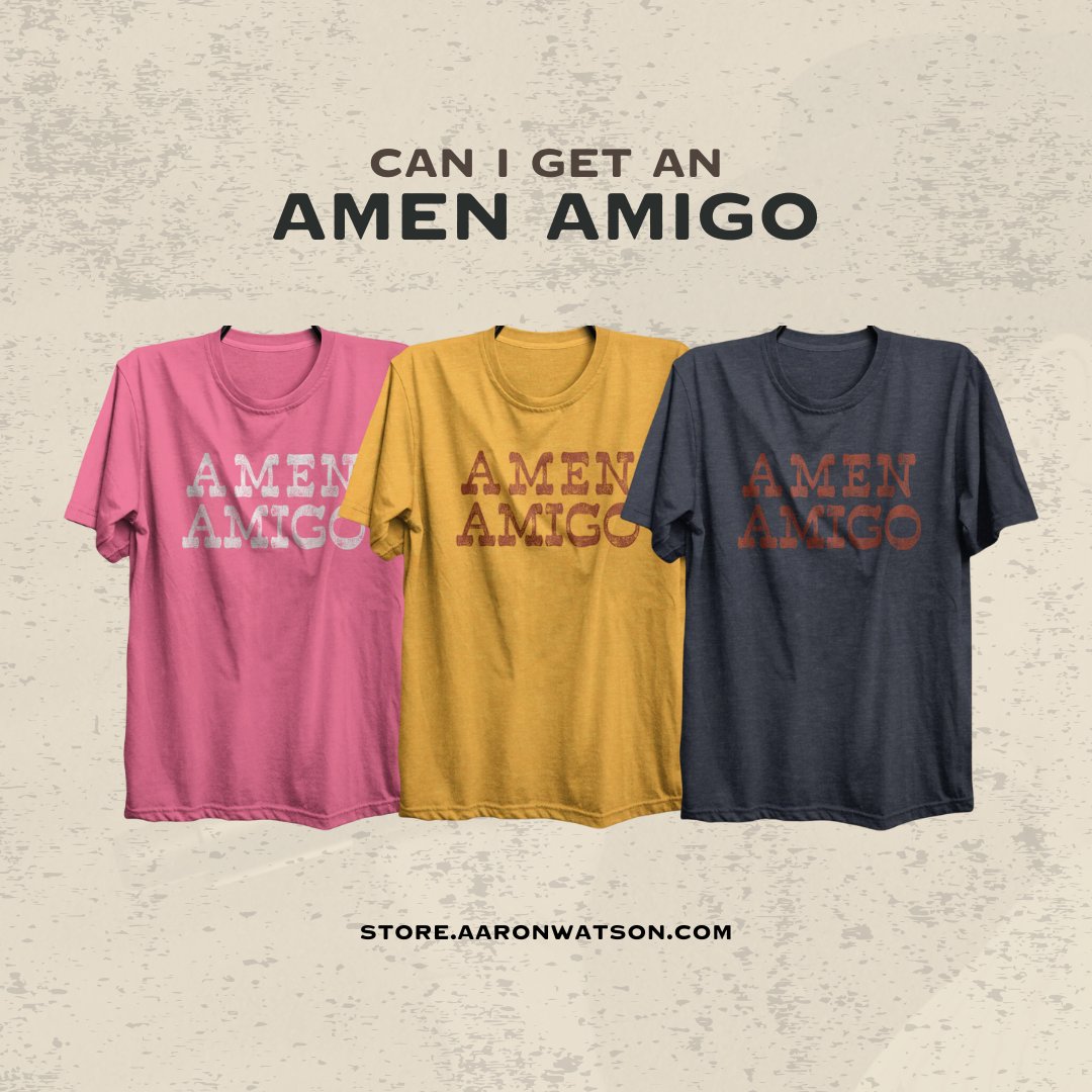 Should we start the Amen Amigo challenge? Y’all go out and about wearing this t-shirt and see who actually knows the song? Get yours now, it works in every color too. store.aaronwatson.com #amenamigo #texasstyle #countrymusic #country #neverouttastyle