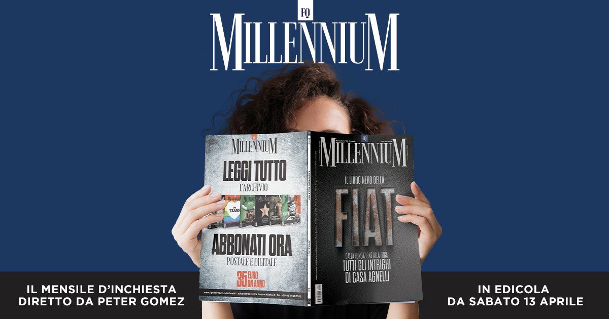 𝗜𝗟 𝗟𝗜𝗕𝗥𝗢 𝗡𝗘𝗥𝗢 𝗗𝗘𝗟𝗟𝗔 𝗙𝗜𝗔𝗧 Sabato #13aprile in edicola con il Fatto Quotidiano. Dal 14 solo @FqMillennium a €3,90 👉 fqmillennium.it