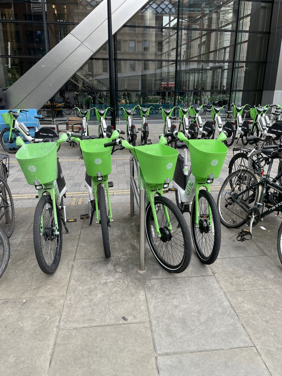 VitAwesomeness's tweet photo. Seriously, @limebike ? Blocking access to bike racks that actual cyclists need to lock our bikes! Pretty inconsiderate, don’t you think? @tfl shouldn’t this be regulated? https://t.co/7JcUSmh5jh