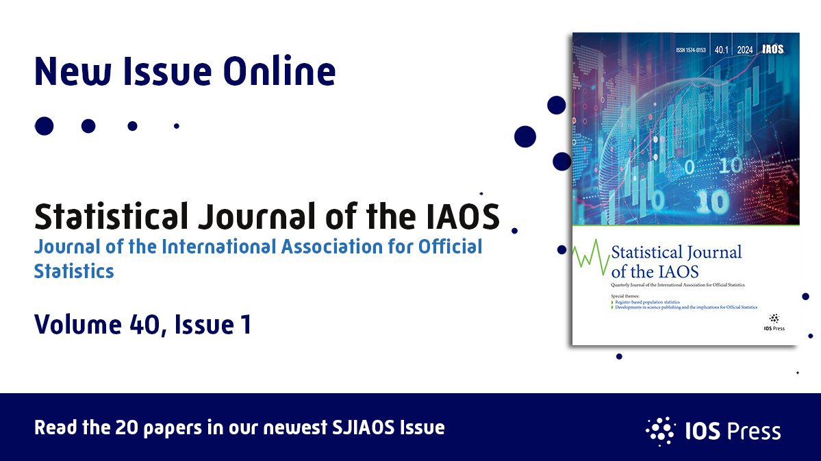 📊 Explore the latest research in official statistics! Issue 40/1 of the Statistical Journal of the IAOS is out now with a brand-new cover. Discover insights on Open Access, #FAIR Publishing Principles, and more. 🔗 content.iospress.com/journals/stati… #DataInnovation #SJIAOS @IAOS_Stat