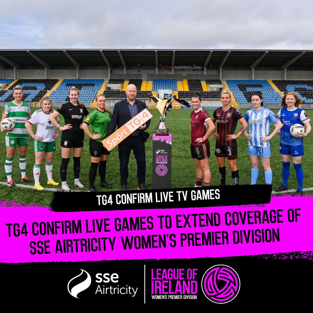 TG4 confirm live games to extend coverage of SSE Airtricity Women's Premier Division. Read more below as TG4 coverage starts this weekend when Athlone Town host Peamount United on Saturday night at 19:35! leagueofireland.ie/news/tg4-confi… @LeagueofIreland | @sporttg4