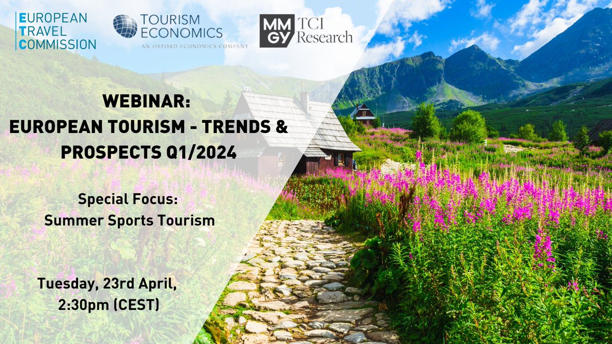 🛄 Interested in European #tourism trends ahead of a summer of sport? Join ETC, @TEglobaltravel & @TRAVELSAT_Index’s webinar on 23 April to explore the current state of European travel, possible impacts of this summer's sports events and more Sign up ✍️ bit.ly/3vNxHxL
