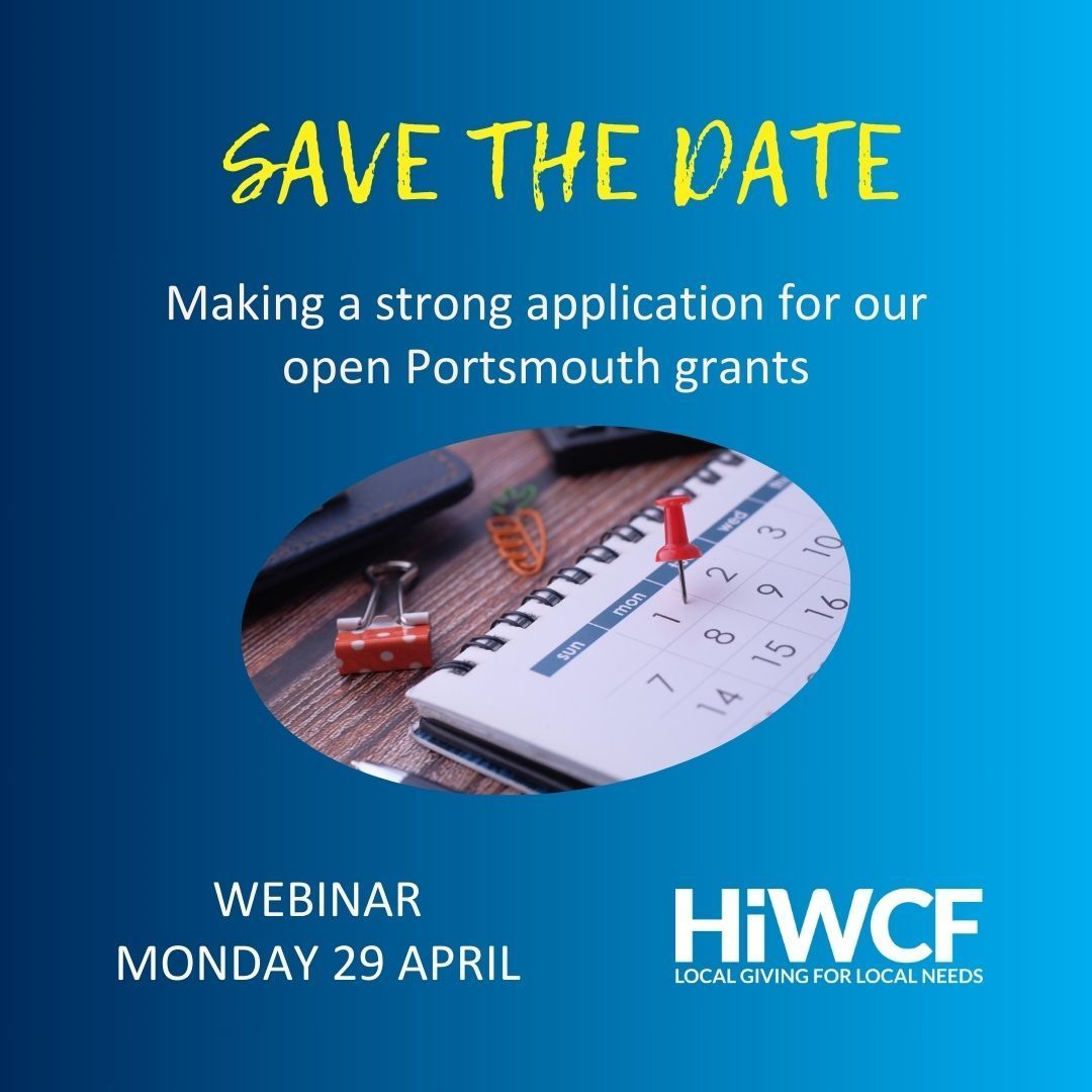 📆 SAVE THE DATE ▶️ We have two funds open to Portsmouth groups ▶️ Join our Grants Manager for a 1 hour webinar designed to help you make a strong application to our open Portsmouth grants Monday 29 April 10.30am Book buff.ly/3vYvvn0 Grants👇🏽 buff.ly/43BrNw1