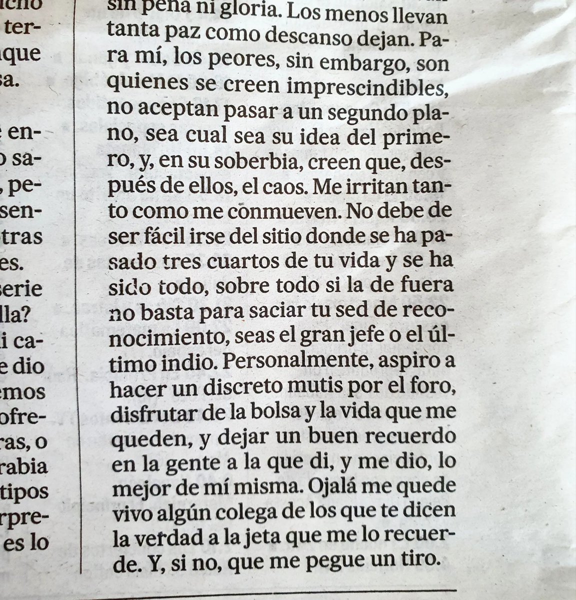 monteromonti's tweet image. Certera @luzsmellado en @el_pais @LuzSMellado
Qué pesaditos esos #jubilados sin jubilar, pontificando. Hasta se anuncian como los EX d lo q un día fueron. Justo cuando son EX quieren convencernos de que están IN y gastan una valentía, otrora desconocida, frente a los #poderosos