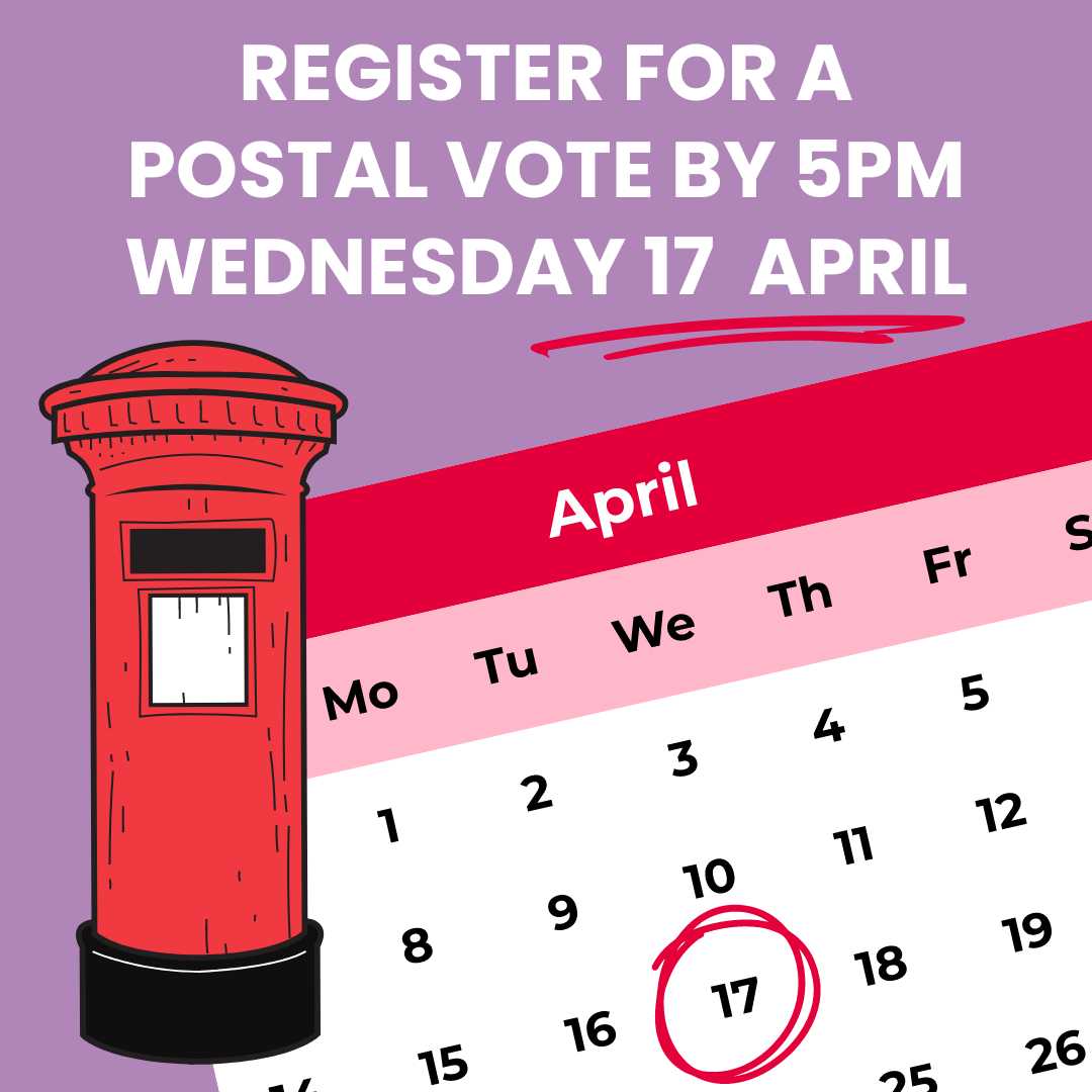 🗳 Polling day is 2 May and 3 elections are happening. ⏰If you won't be around, make sure you've applied for a postal vote by 5pm Wednesday 17 April to be able to have your say. Apply online at gov.uk/apply-postal-v…