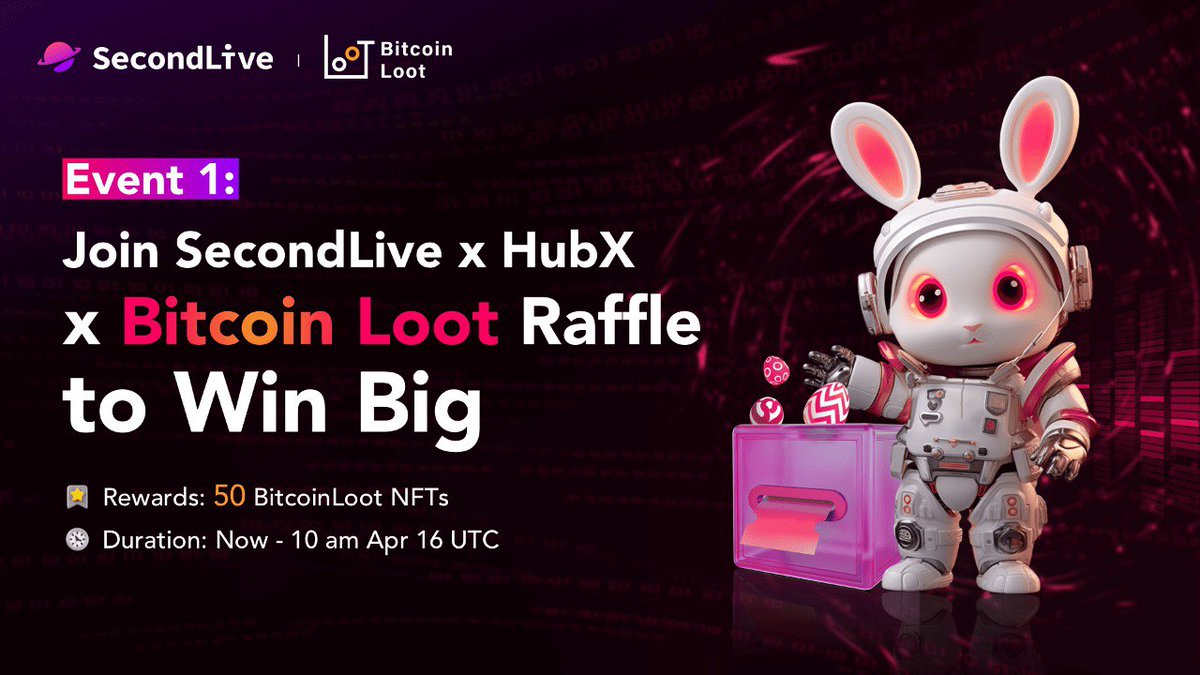 Bitcoin Loot x @SecondLiveReal x @HubX_ink2 - Exclusive NFT Raffle 🕒 Duration: Now - Apr 16 💰 Prize Pool: 50 BitcoinLoot NFTs for 25 ppl 🎫 Join the NFT Raffle: hubx.buzz/raffle/detail/… 📚 Guide for joining the raffle: docs.hubx.buzz/how-to-partici… #Raffle #ExcitingRewards