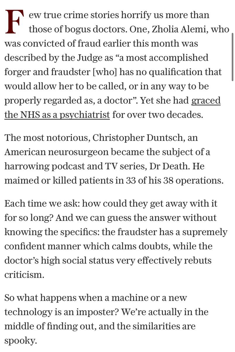 I'm sceptical of this particular study, but the fake plausibility is a significant factor in people wanting to trust the paste bots, when commonsense suggests they shouldn't. It's their bedside manner. You have to be fairly strong-minded to disagree with one. Equally, people…