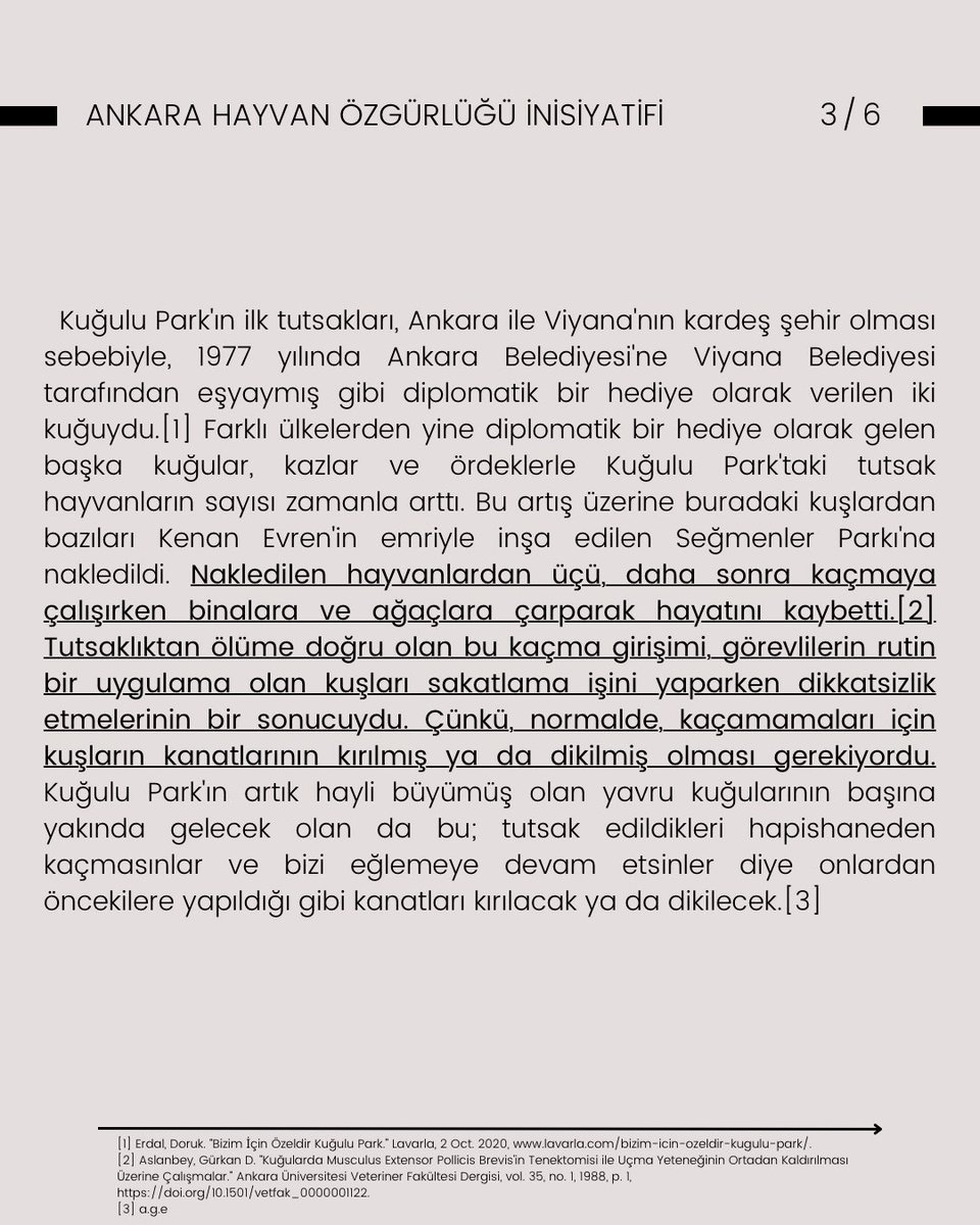 AVeganlar's tweet photo. Kuğulu Park: Ankara'nın Açık Hava Hayvan Hapishanesi 

"Bizim içimizi ferahlatan Kuğulu Park, kuğular, kazlar ve ördekler için bir açık hava hapishanesi görevi görüyor. İnsan türünün seyir zevki için bu hayvanlar tutsak ediliyor."

Metnin tamamı👇 https://t.co/twmZP7yNwj