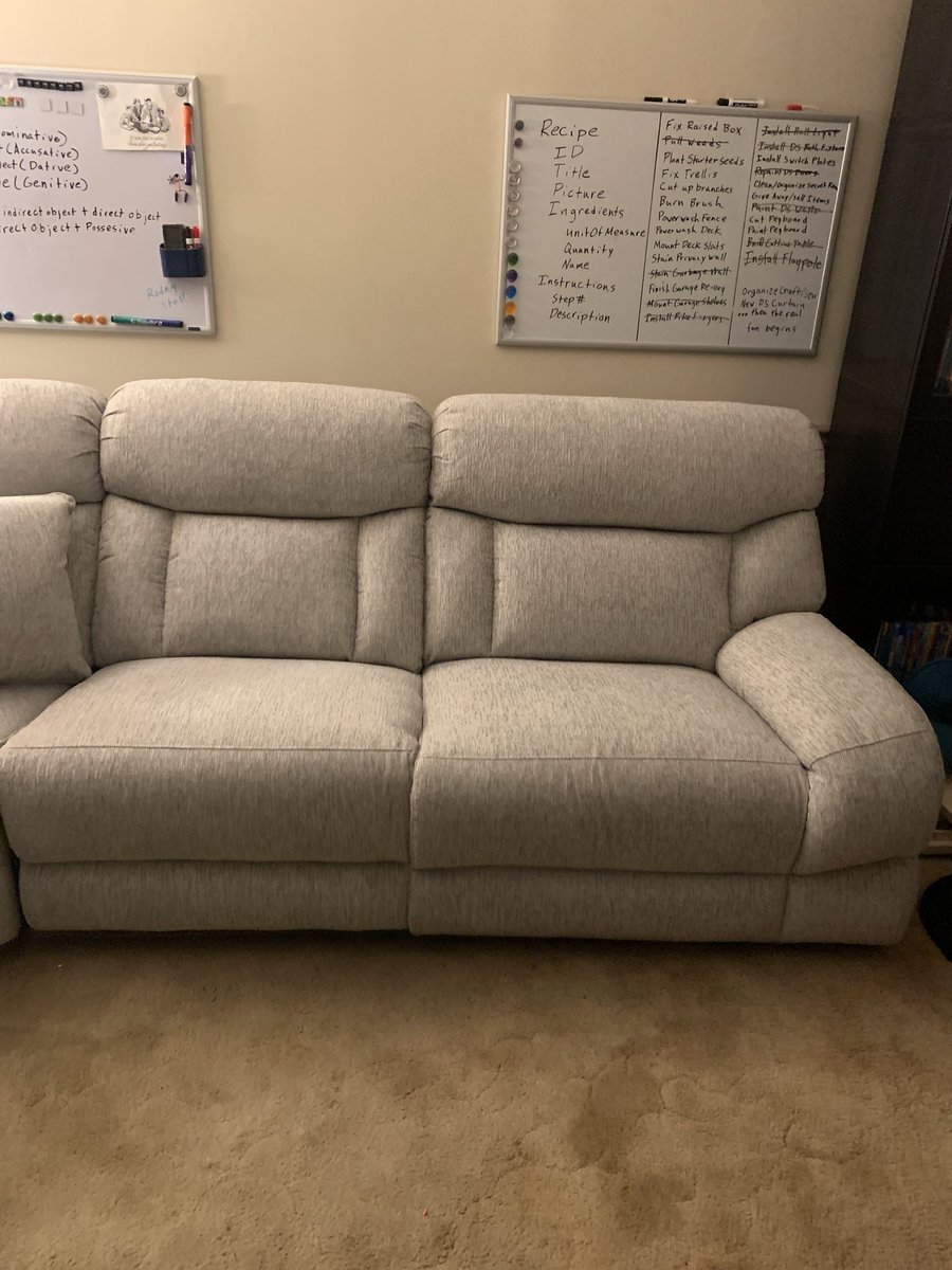 devildogmrk's tweet image. We had to get a new sectional couch since our family keeps “expanding”.  The other half felt it needed a rug for the coffee table as well 😁