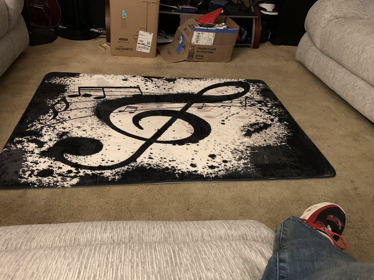 devildogmrk's tweet image. We had to get a new sectional couch since our family keeps “expanding”.  The other half felt it needed a rug for the coffee table as well 😁