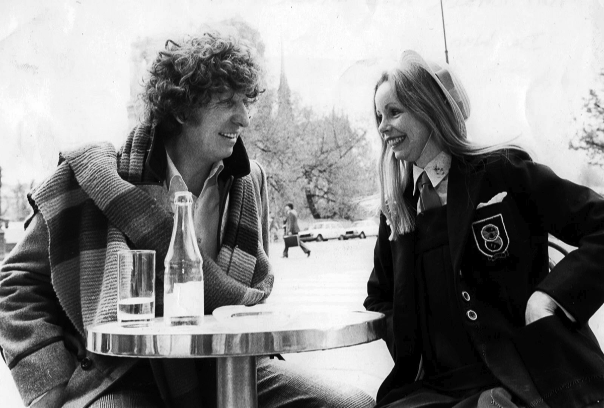 Tom Baker and Lalla Ward during 'City of Death'. #TomBaker #DoctorWho #FourthDoctor