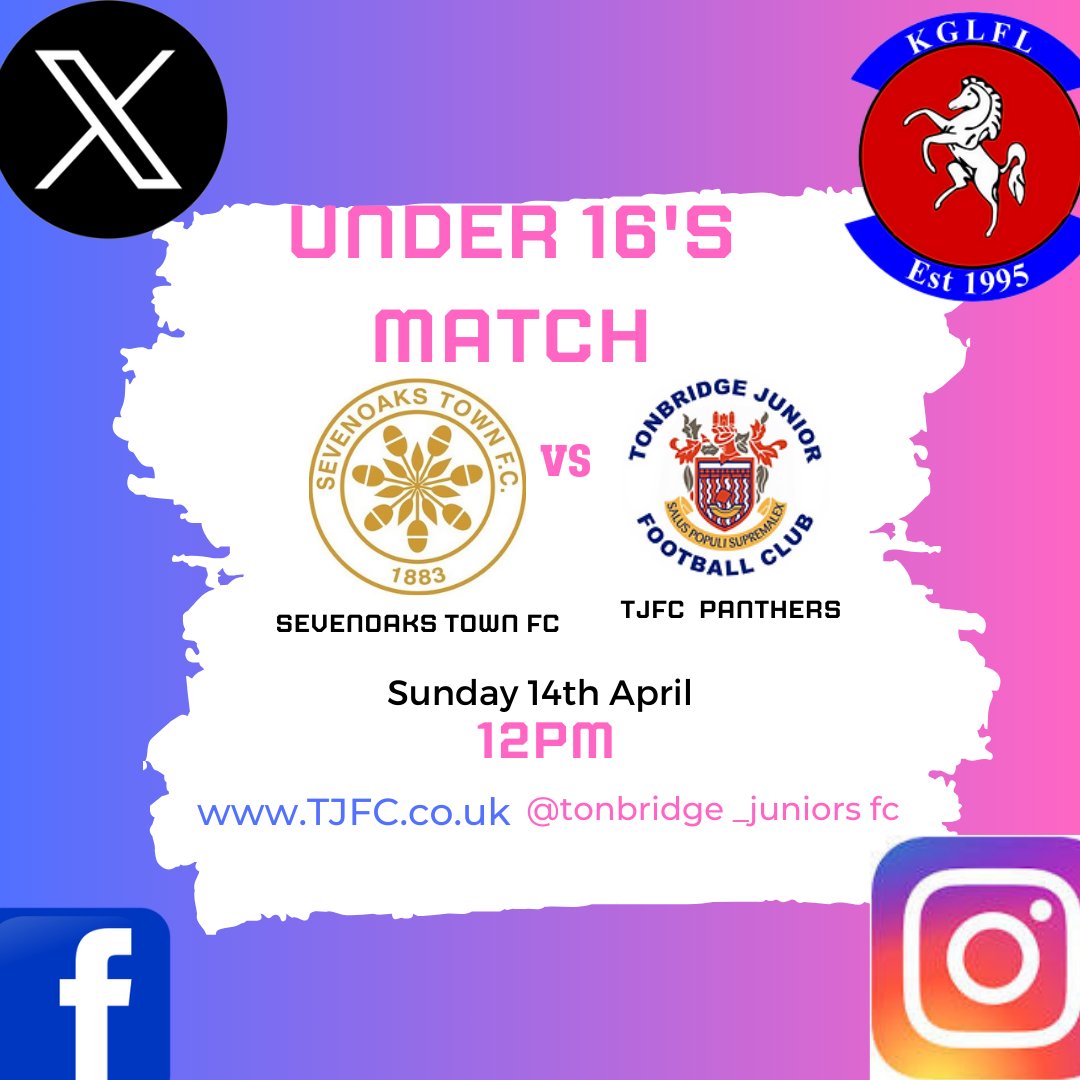 Our Under 16's girls Fixture (Sunday 14 April )

We look Forward to playing @SevenoaksTownFC 
Ko is at 12 pm @KentFA @KGLFL @whatsoninkent #tonbridgejuniorsfootballclub #TJFCGirls #Girlfootball #Under16 #Away #ontheroad #Panthers #sevenoakstownfc #Oneclubonefamily