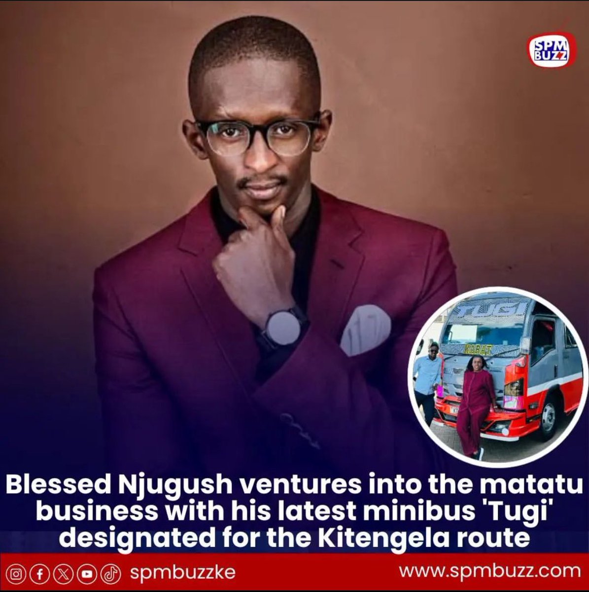 Kenyan creative Blessed Njugush and his wife Celestine Ndinda have ventured into the matatu business with their latest minibus 'Tugi' designated for the Kitengela route