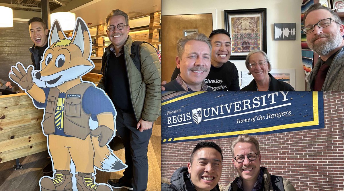 Campus visit @regisuniversity, selfie with Provost, Service-Learning leaders like Cheryl, Regi the Ranger, and learning more how we can support and scale high-impact practices and more @visitdenver @CityofDenver #VisitDenver #ServiceLearning #CommunityEngagement