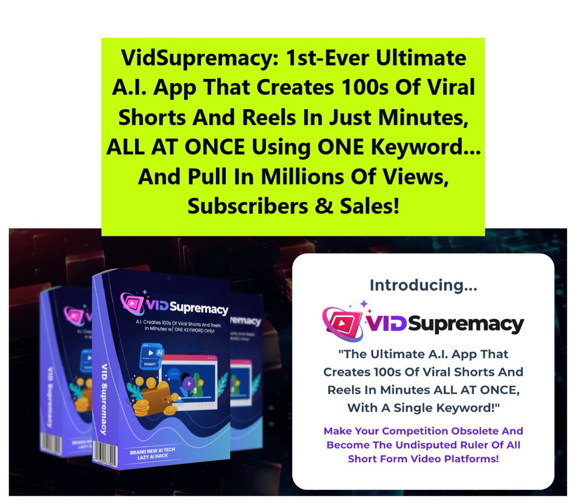 VidSupremacy: 1st Ever Groundbreaking A.I. Application That Creates Countless Viral Shorts and Reels within Minutes, All Together, by Utilizing a Sole Keyword, Leading to Massive Views, Subscribers & Sales! softtechhub.us/2024/04/11/exp… #AI #VideoMarketing #Sales #Creative Nala $TET