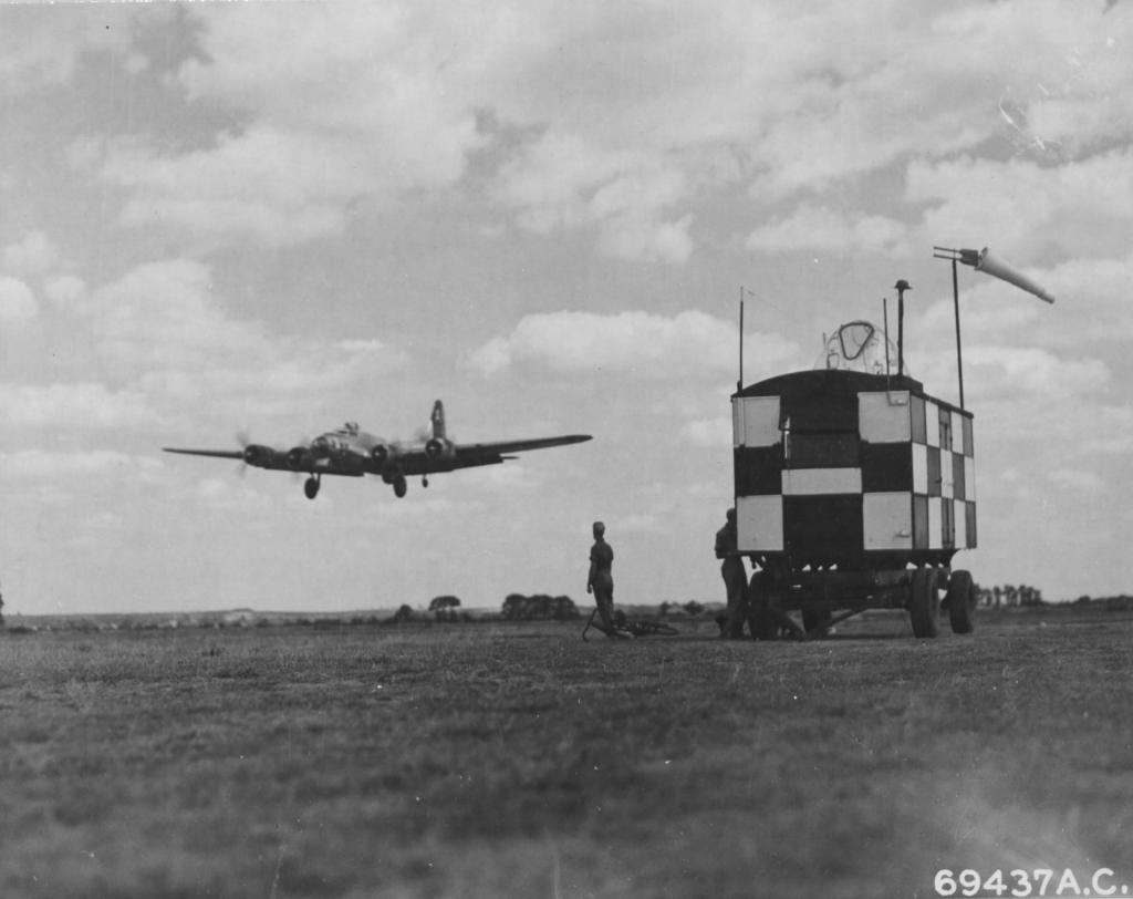 Bassingbourn, B-17 returning from a raid