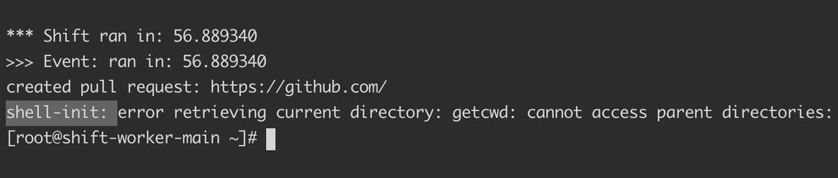 Anyone have a `shell-init` error in their script logs? It started for me recently, but doesn't happen on every run. Seemingly random... From searching, the common cause is the current directory is being removed. But that's not the case for this script. So I don't know the fix.