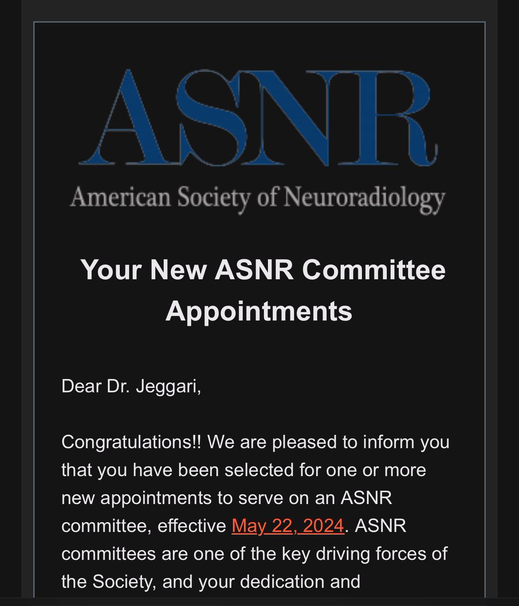 Honoured to have been selected to serve on @TheASNR Education committee!  #futureradres #radtwitter