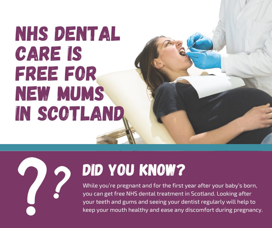 It's #FreeFriday! 🎉Calling all new mums in Scotland. Did you know you're entitled to free dental treatment on the NHS during pregnancy and for one year after giving birth? 💁‍♀️ Brush up on the NHS dental treatment you're entitled to nhsinform.scot/dentist #FridayFeeling