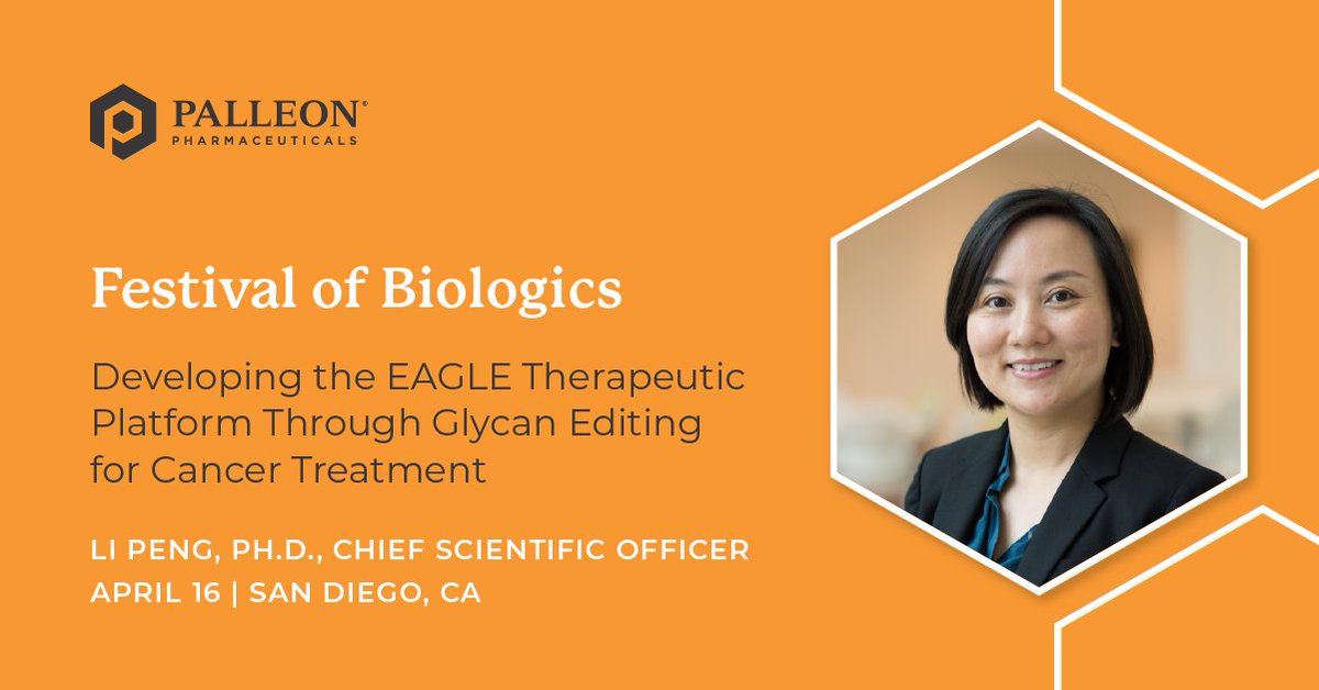 Catch our Chief Scientific Officer Li Peng on day two of the @festofbiologics in San Diego. Li will discuss Palleon’s EAGLE platform including safety and proof-of-mechanism data established in the clinic for #cancer treatment. Learn more: bit.ly/3K38sfn #glycotime