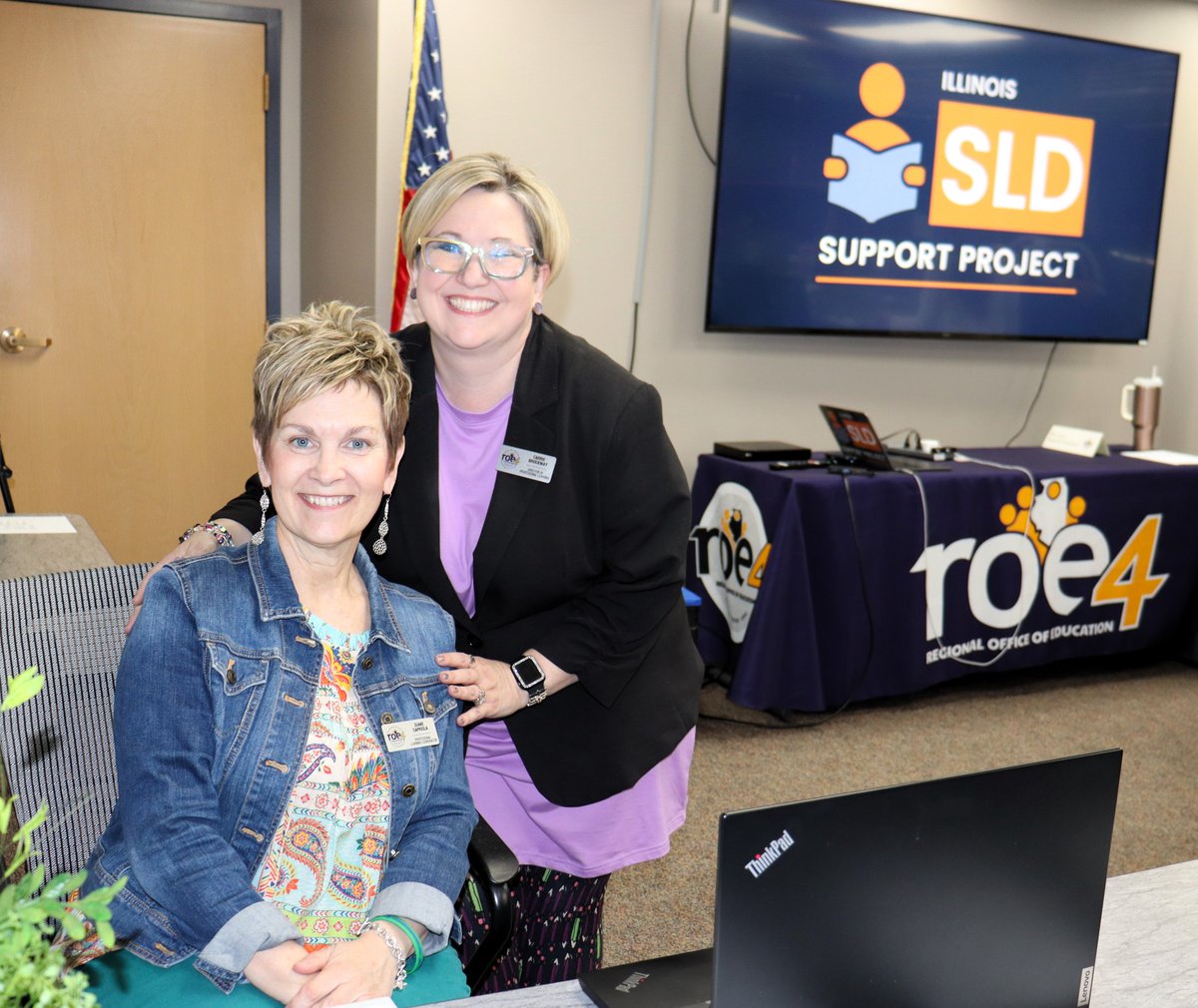 Diane Capriola @BWROE4 PL Coordinator & PL Director Carrie Brockway greet a full classroom (we needed extra chairs!) of eager participants learning to support our students with dyslexia, dyscalculia, & dysgraphia. Thanks to all participants and to IL SLD Support Project! @BWROE4