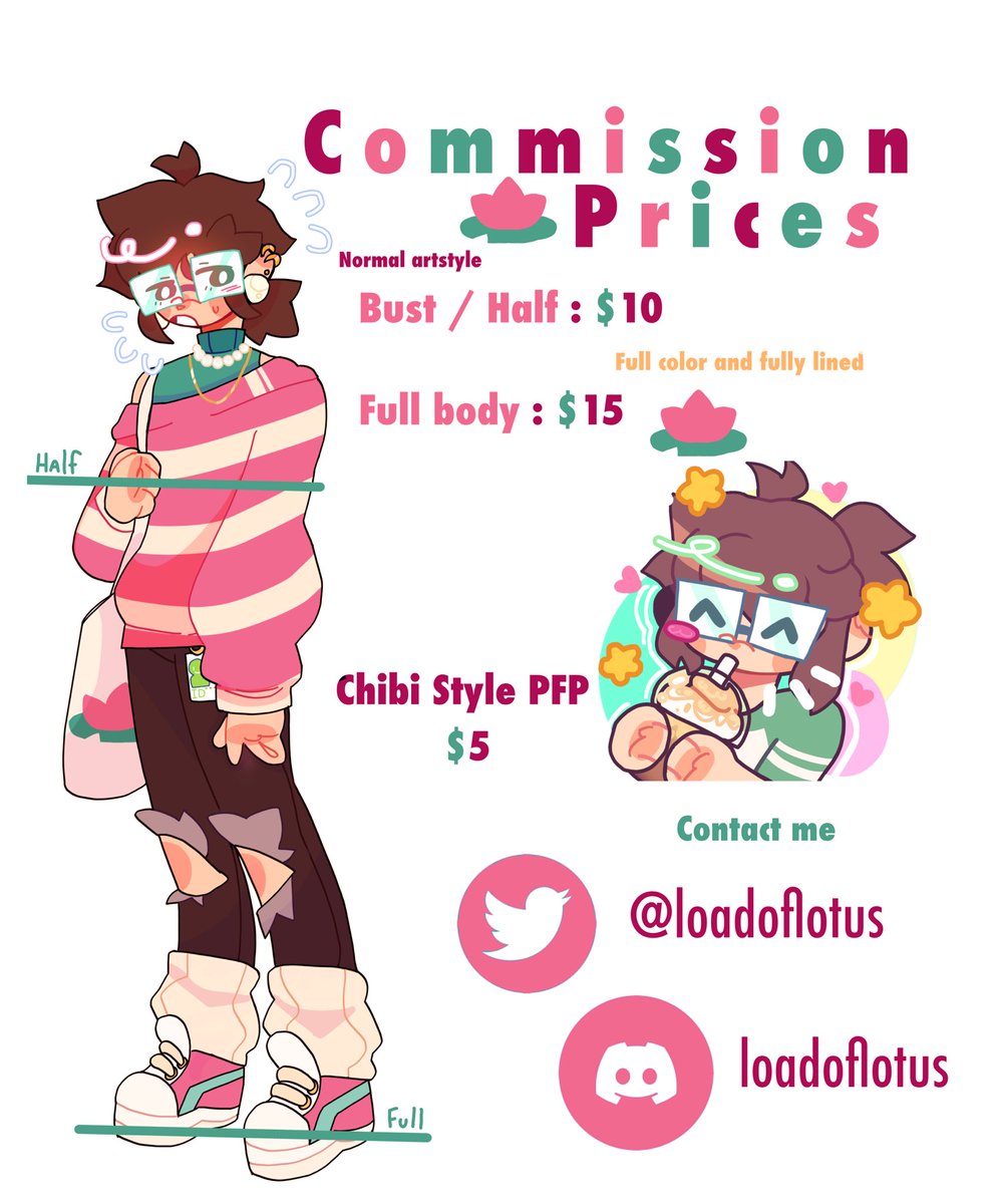 My comms are open!
    🪷 Payment Methods & TOS in comments!!
          ❕❕
( ❤️+♻️ greatly appreciated!! )

🏷️ : #ArtistOnTwitter #ArtCommissions