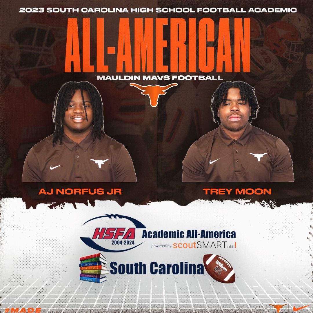Congratulations to our outstanding student-athletes @AjNorfusJr and @TreyMoon14 on this incredible honor!! Continue to lead the way on the field and in the classroom! #MADE🤘🏾