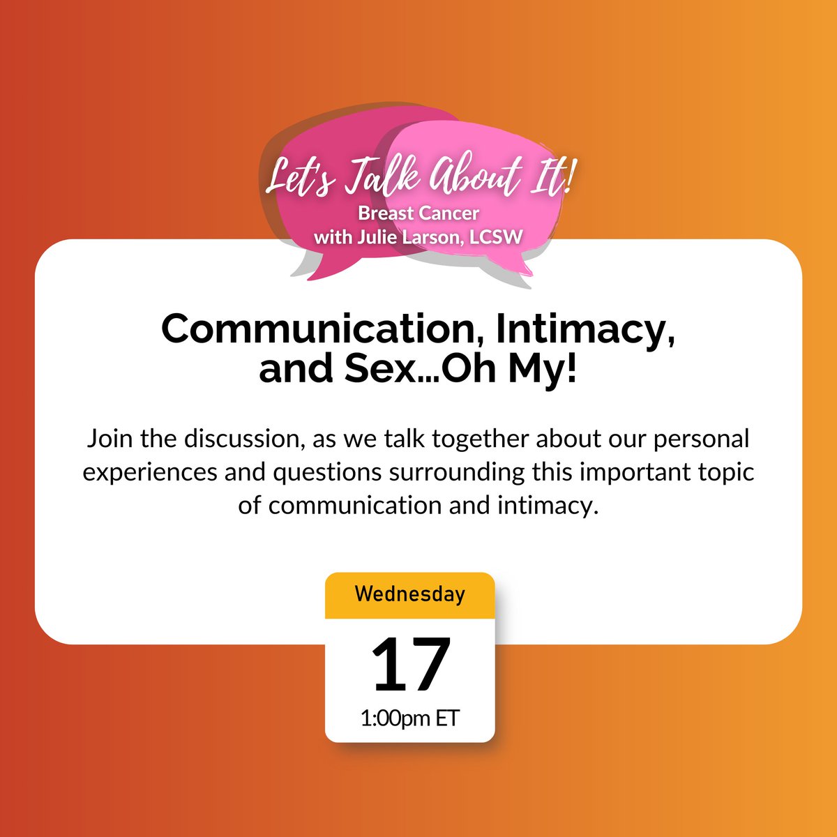 Part 1👀 Sneak peek at our FREE programs next week! We’re talking sex and intimacy, learning how to cope with grief, understanding your blood test results, and how to advocate for your health during or after cancer. Save your spot for FREE: bit.ly/3FvPxY7 #CancerSupport