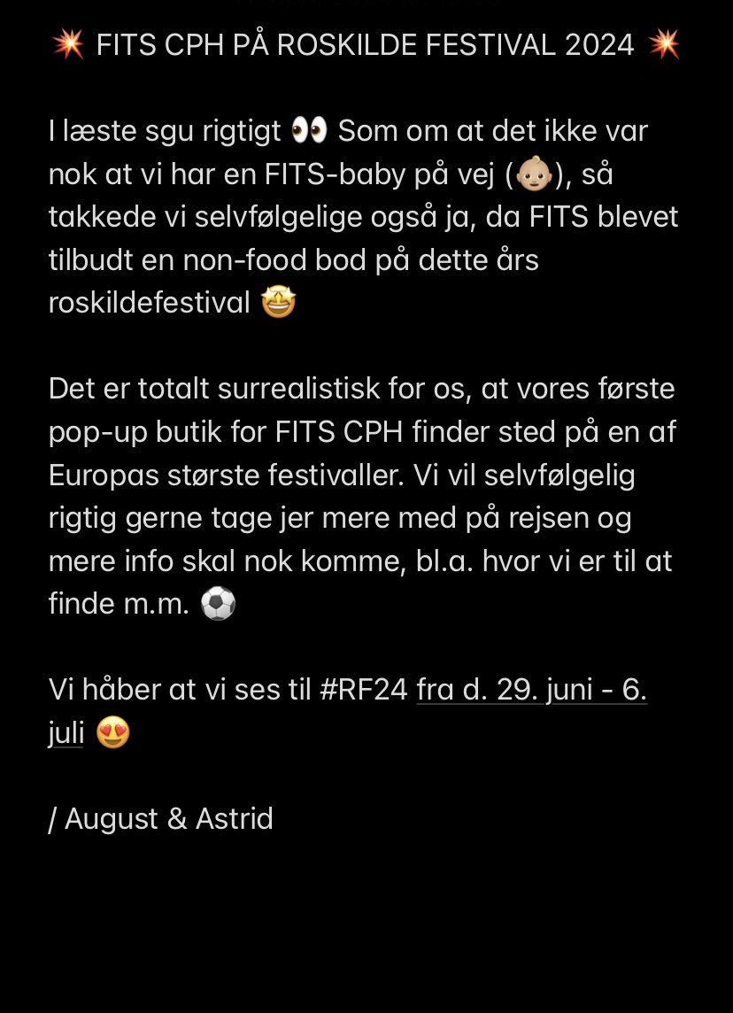<a href="/fitscph/">FITSCPH</a> skal på Roskilde Festival 2024! 😍