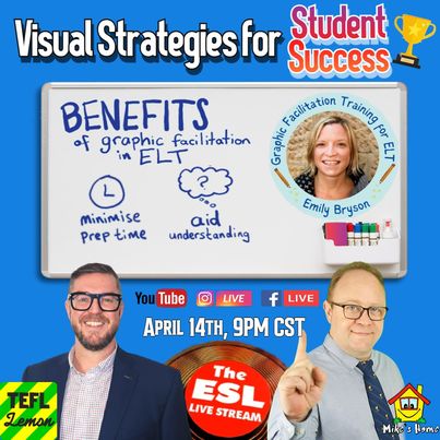 Delighted to have been invited on to @MikesHomeESL with @TEFL_Lemon to chat about Visual Strategies for Student Success! I'll be sharing some minimal prep, maximum fun activities that you can do with just a pen!! Join us on Sun 14th April at 9pm CST: youtube.com/watch?v=UnqVoY…