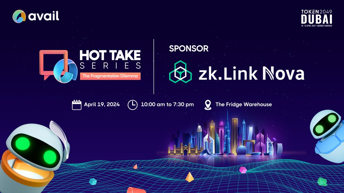 🥁 Drumrolls for our sponsors, please! 🥁

Our Dubai edition of the Hot Take Series is supported by our amazing partners. We'd like to take a moment to thank them. 

First up is <a href="/zkLink_Official/">zkLink | Aggregated Rollup 🐊</a> - The first aggregated Layer 3 zkEVM network that links Ethereum and its Layer 2