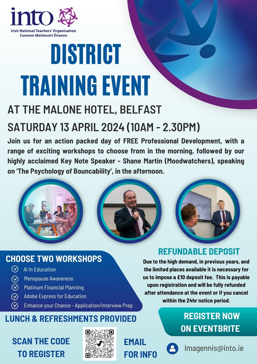 📢FINAL CALL - FREE District Training Event Saturday 13 April 2024 (10am-2.30pm) Workshops, Keynote Speaker (Shane Martin), Lunch & Refreshments & Prize Draw! All D1 & D2 Members Welcome - bring a colleague along with you 🎉 Register on Eventbrite: eventbrite.co.uk/e/into-distric…