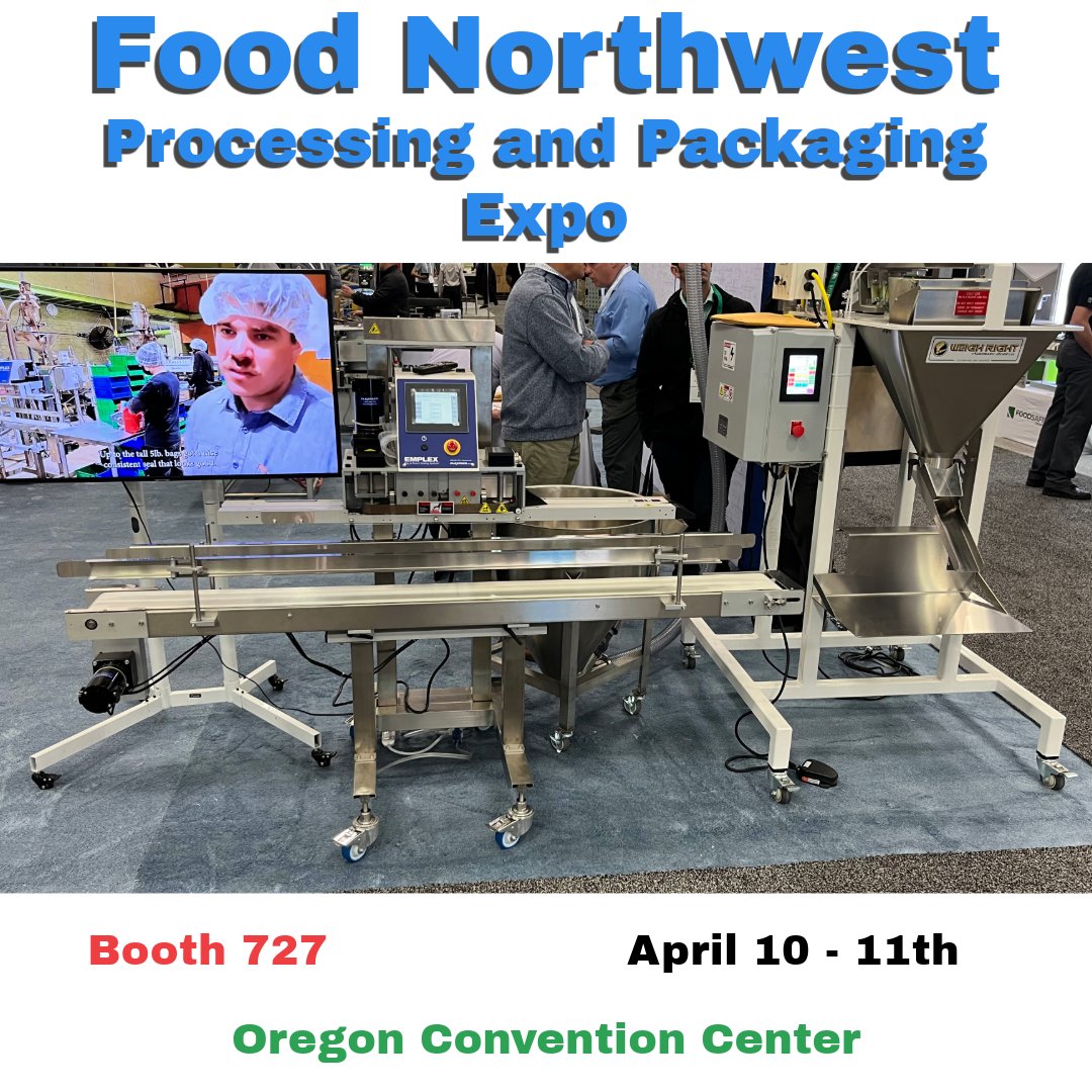 Are you at <a href="/foodNW1914/">FoodNW</a> #packaging and #processing expo? Stop by booth 727 to check out our Emplex sealer working in with a Pneu-Con pneumatic conveyor and WeighRight weigh/fill system. #FoodNW #foodnorthwestprocessingandpackagingexpo #foodpackaging #manufacturing