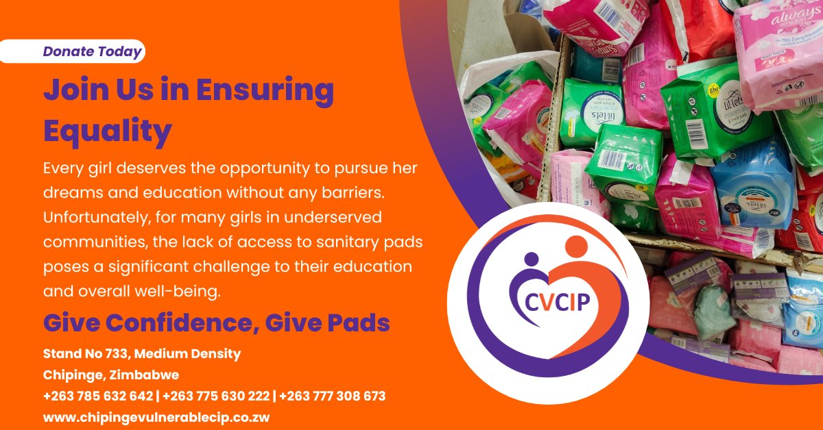 Empower girls: Donate pads, make a difference! Access to sanitary pads transforms lives, enabling education, confidence, and a brighter future. Join us! #EmpowerGirls #DonatePads #GirlsEducation #GirlChild #Chipinge #Girls @GirlsCamp3