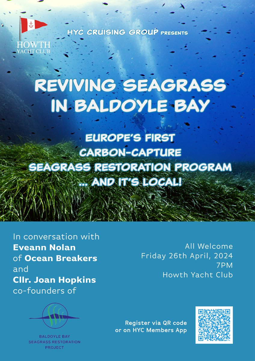 🎤 EUROPE'S FIRST CARBON-CAPTURING SEAGRASS RESTORATION PROJECT TO BE PRESENTED AT HWTH YACHT CLUB 📅Friday, 26th April at 7PM Register online at: bit.ly/3U3cU2o