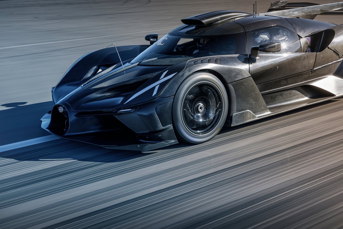 Bugatti's tweet photo. BUGATTI BOLIDE: redefining the pinnacle of track-oriented performance.

With a top speed exceeding 380 km/h and cutting-edge aerodynamics, the BOLIDE is set to bring engineering excellence and an ultimate motorsport thrill to anyone behind the wheel.

#BUGATTI #BOLIDE 
Captured by @JW_FOTO for @BBC_TopGear
–
WLTP: https://t.co/q4VWMC2rVI