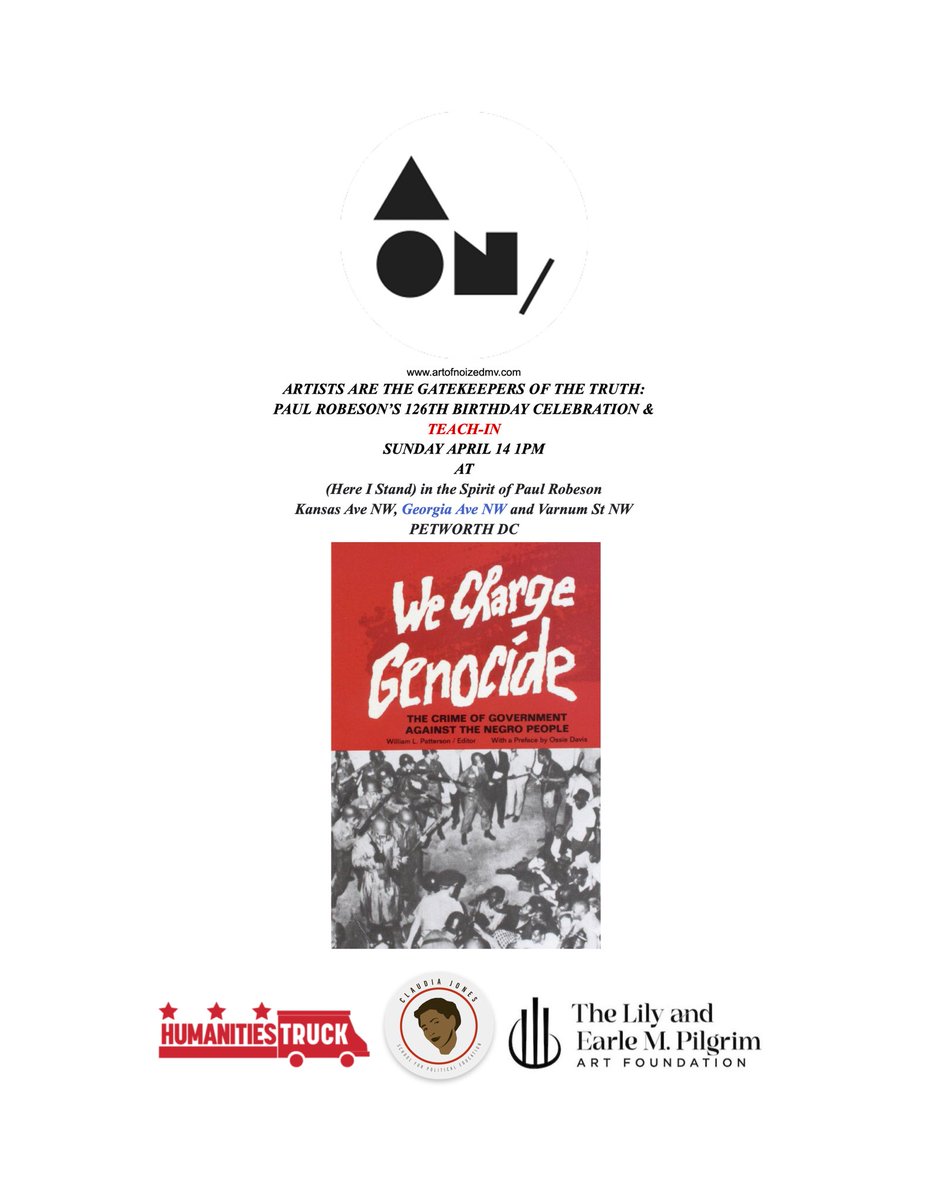 Stop by in Petworth this Sunday at 1:00PM to celebrate Paul Robeson’s 126th birthday and teach-in with @peter_stebbins and @ClaudiaJonesEdu!
