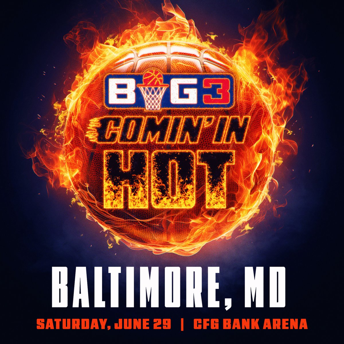 🔥PRESALE ALERT🔥 BIG3 is Coming in Hot to Charm City on Saturday, June 29! Use code HOOPS 🏀 4/9 from 10am - 10pm to secure your tix! 🎟️🔗: bit.ly/Big3ComingInHot