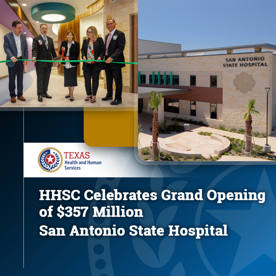 This week HHSC celebrated the grand opening of the San Antonio State Hospital! The new 300-bed facility will provide inpatient adult psychiatric care to South Texans in over 50 counties. To learn more, visit: bit.ly/4403zvJ