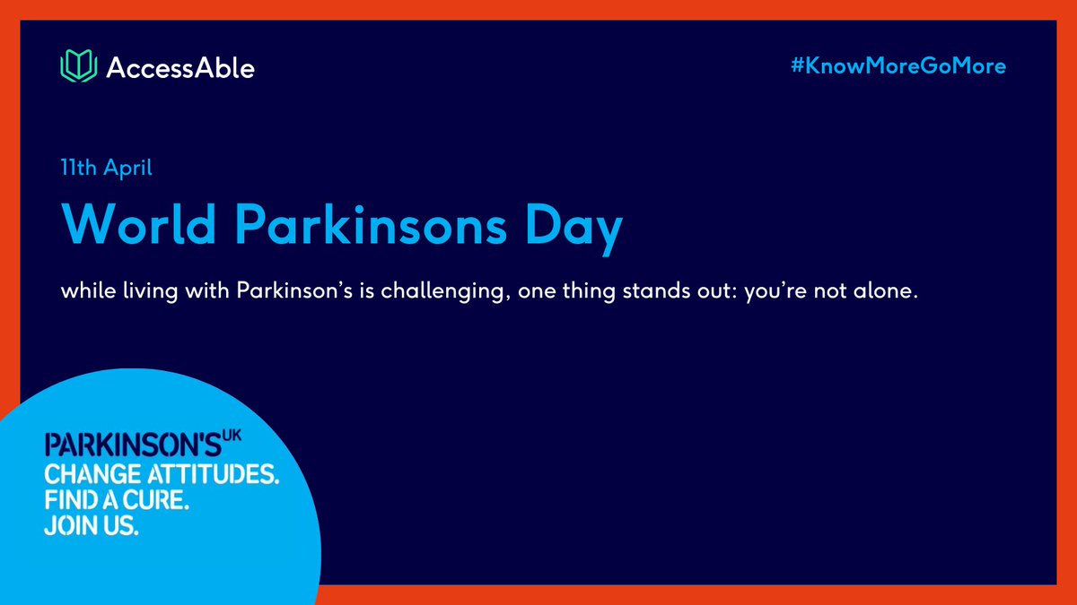 It's #WorldParkinsonsDay and this year @ParkinsonsUK are asking you to Make it Blue. That’s because, while living with Parkinson’s is challenging, one thing stands out: you’re not alone. #KnowMoreGoMore #AccessibilityMatters #AccessAbleIt