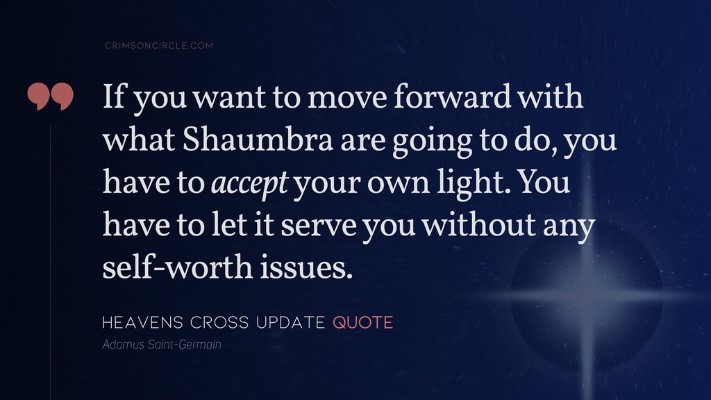 CrimsonCircle's tweet photo. ✦ HEAVEN'S CROSS Update Quote
❞If you want to move forward with what Shaumbra are going to do, you have to accept your own light. You have to let it serve you without any self-worth issues.❝
https://t.co/3UYVtuoD2i
#light #beyond #soul #divinity #spirit #truself https://t.co/JTx1gwRFcE