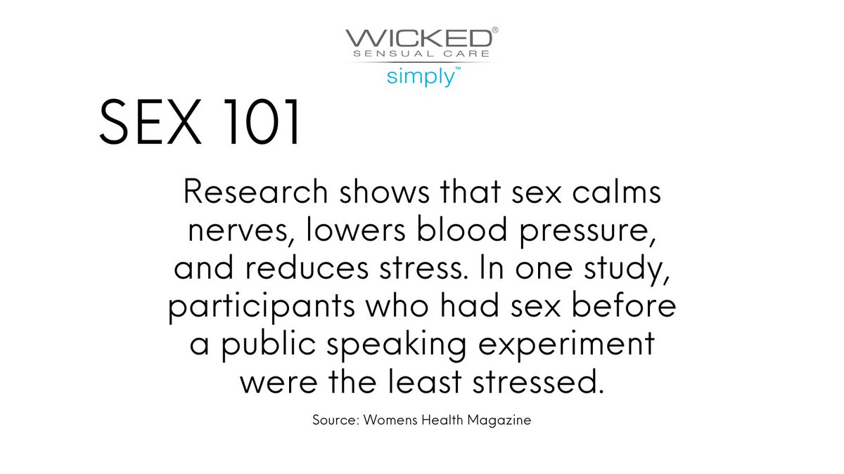 Another great reason to enjoy a little play every day! According to Women’s Health Mag, sex calms your nerves… and lube makes sex even better. WickedSensualCare.com/products/