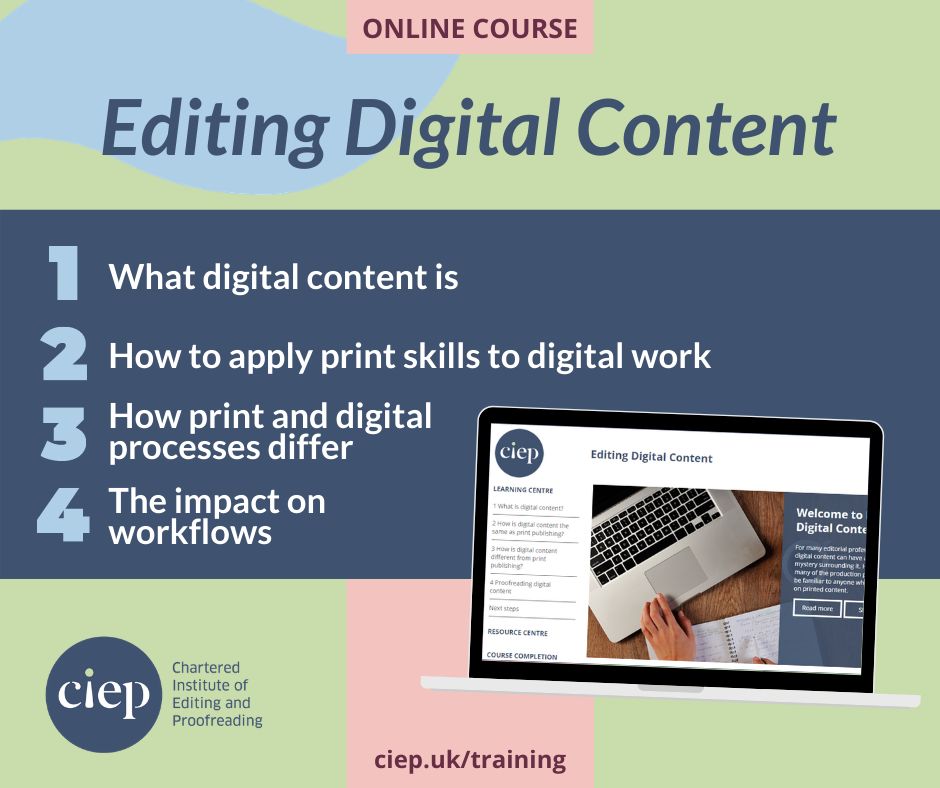 Hone your editorial skills with the CIEP's online training courses. Discover more about Editing Digital Content here. 🔎👉 ciep.uk/training/choos…