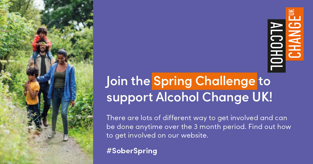 Join the #SpringChallenge to support Alcohol Change UK during #SoberSpring (20 March to 20 June 2024). There are lots of different way to get involved and can be done anytime over the 3 month period. Find out more 👇 alcoholchange.org.uk/get-involved/f…
