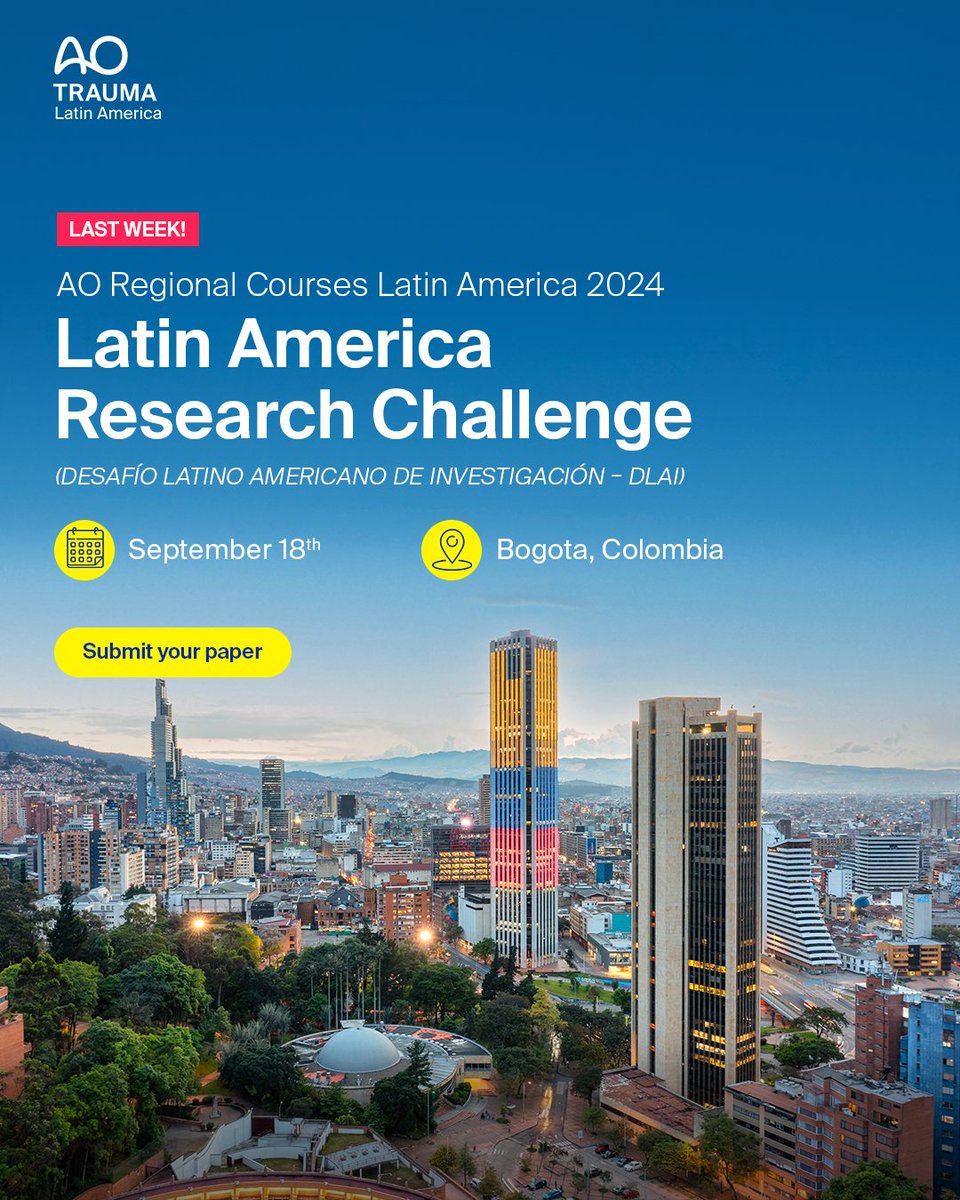 🚨 Submission deadline extended until april 20th! Don't miss out on this exclusive opportunity to showcase your project on the international stage at the AO Regional Courses Latin America 2024. 📚📝 Last chance to submit your paper! ➡ pt.surveymonkey.com/r/DHP8DZQ