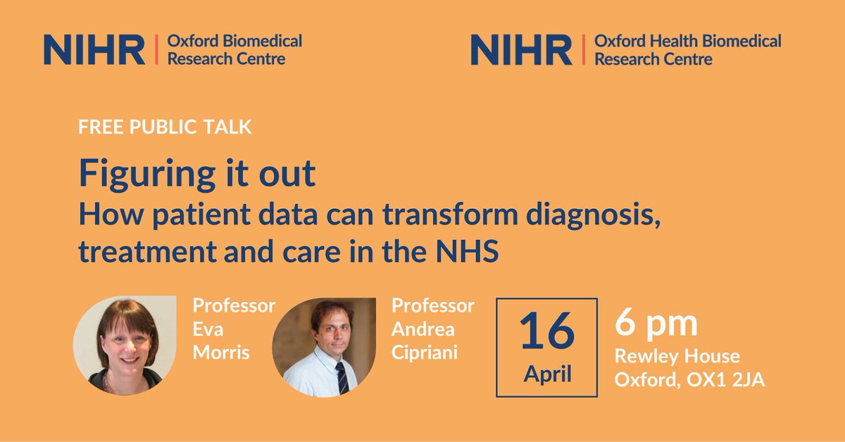 📣 NEXT TUESDAY: Prof Eva Morris & Prof @And_Cipriani explain how NHS data is improving cancer services & mental health care oxfordbrc.nihr.ac.uk/brc-event/publ…