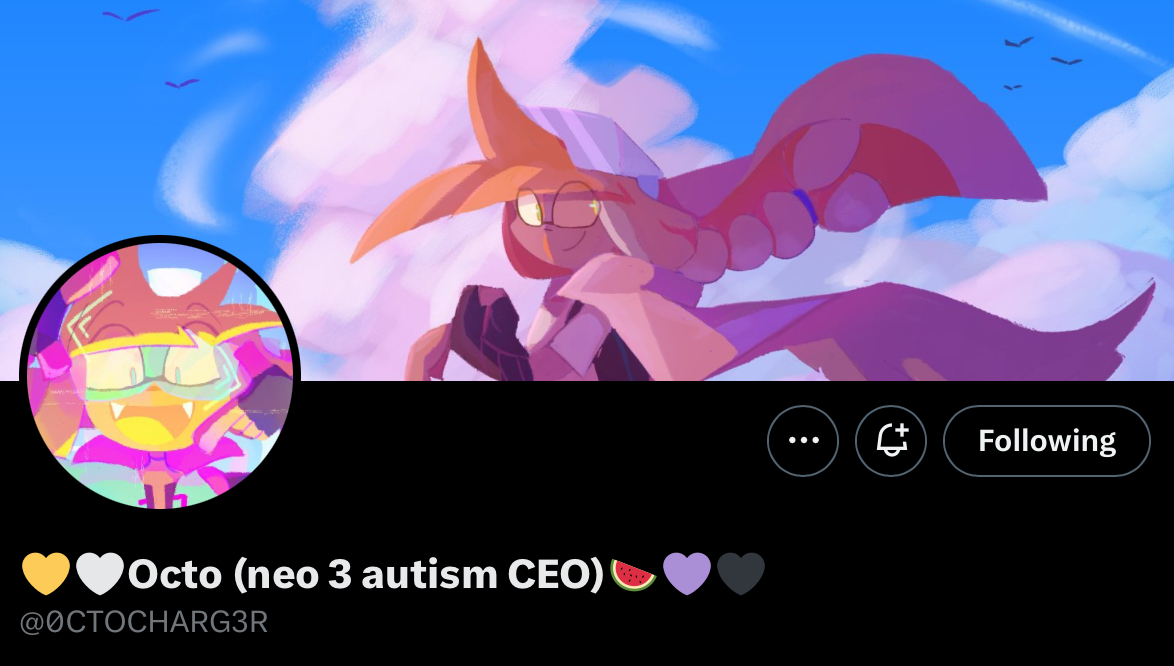 Todays Splatoon artist of the day is... @/0̷CTOCHARG3R! The biggest Neo 3 fan there is, they mostly create agent related pieces, though as you know, they have a special place for Neo 3 in their heart! Please go and check out their work, their art will be in the🧵.