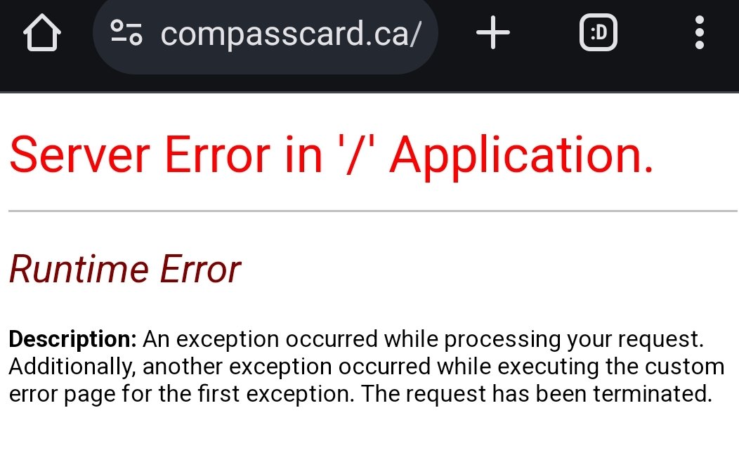 Morning @TransLink.

Your CompassCard site is currently down.